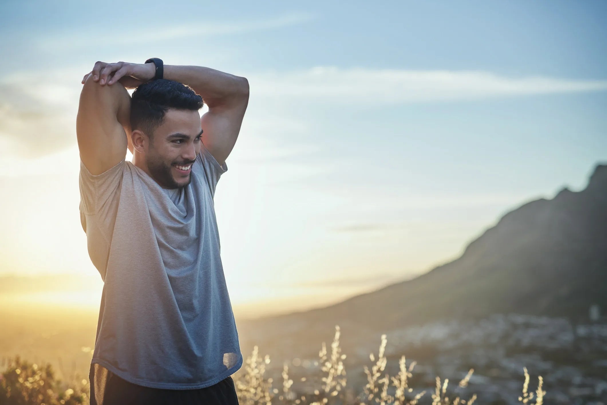 Athlete stretching after a run