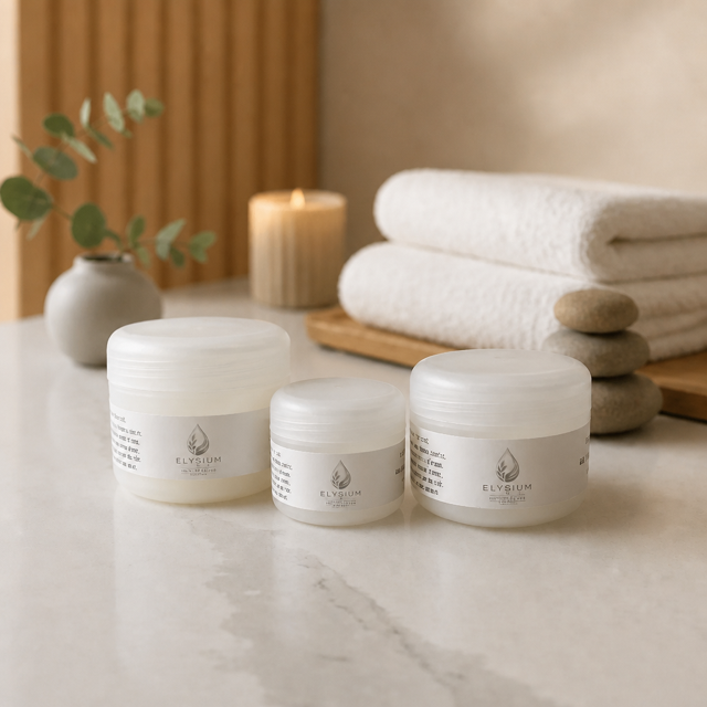 Elysium Relief All-Natural Cramp & Muscle Cooling and Soothing Body Gel — three tubs